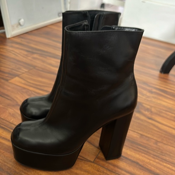 Penn Womens Platform Leather Black Boots 7.5 dark fairy whimsygoth Y2K Matrix - Picture 1 of 7